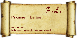 Prommer Lajos névjegykártya